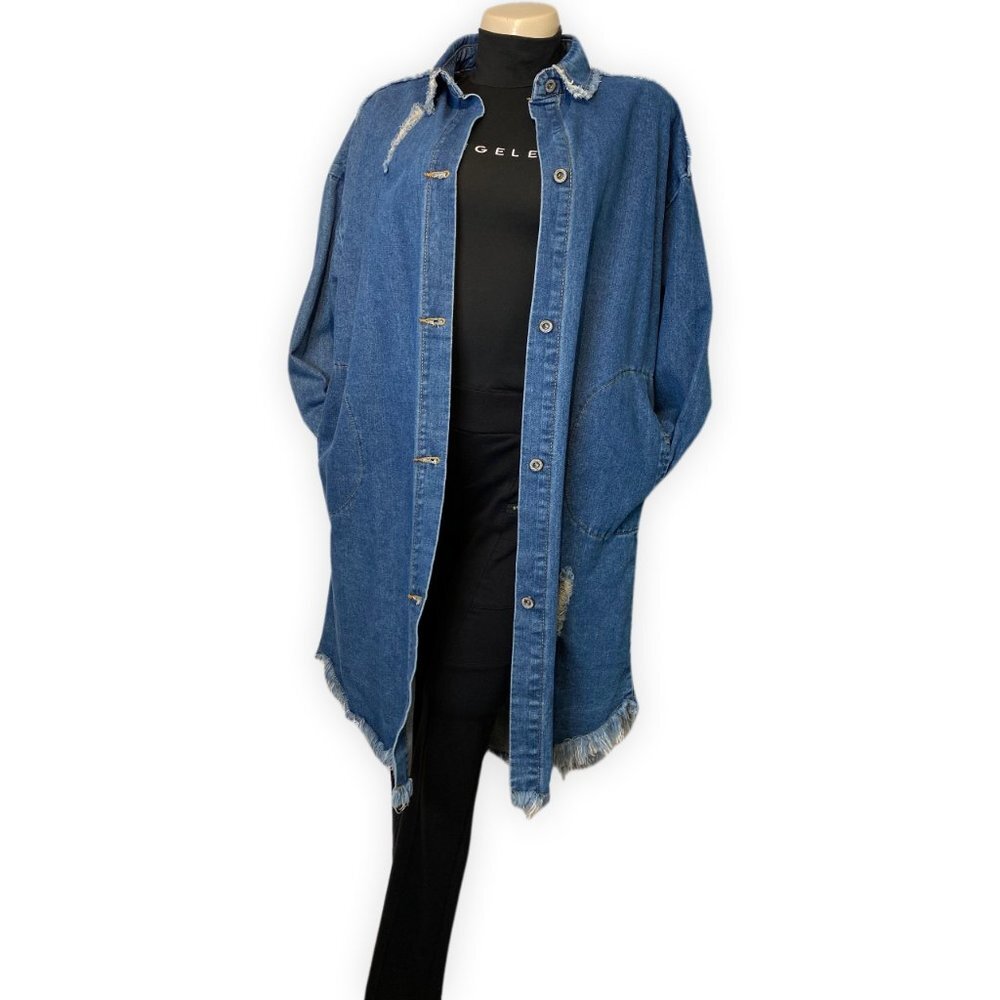 NEW Oversized Denim Shirt Dress/ Jacket Made in Greece - Size: EU One